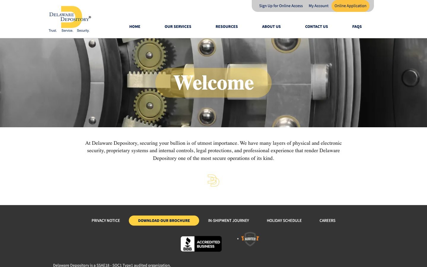 Screenshot of Home - Delaware Depository on delawaredepository.com
