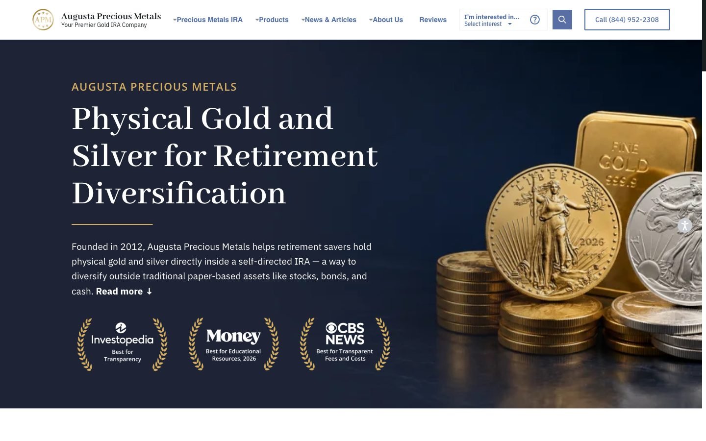Screenshot of About Us | Augusta Precious Metals on augustapreciousmetals.com